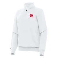 Women's Antigua White Houston Cougars Victory Quarter-Zip Sweatshirt
