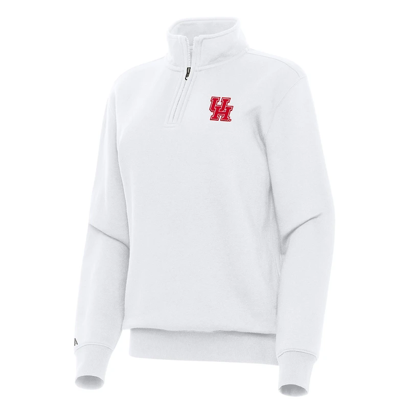 Women's Antigua White Houston Cougars Victory Quarter-Zip Sweatshirt