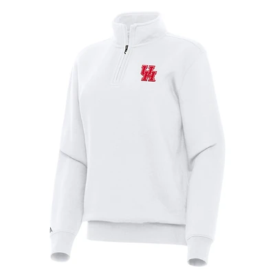 Women's Antigua White Houston Cougars Victory Quarter-Zip Sweatshirt