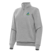 Women's Antigua Heather Gray Delaware Fightin' Blue Hens Victory Quarter-Zip Sweatshirt