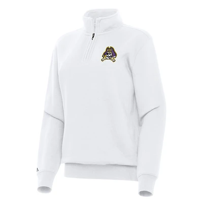 Women's Antigua White ECU Pirates Victory Quarter-Zip Sweatshirt