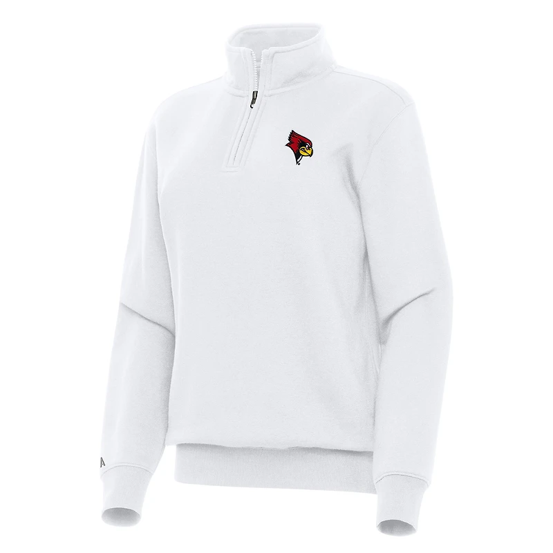 Women's Antigua White Illinois State Redbirds Victory Quarter-Zip Sweatshirt