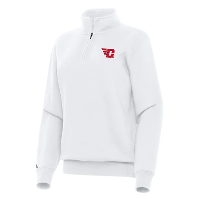 Women's Antigua White Dayton Flyers Victory Quarter-Zip Sweatshirt