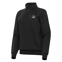 Women's Antigua Black James Madison Dukes Victory Quarter-Zip Sweatshirt