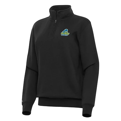Women's Antigua Black Delaware Fightin' Blue Hens Victory Quarter-Zip Sweatshirt