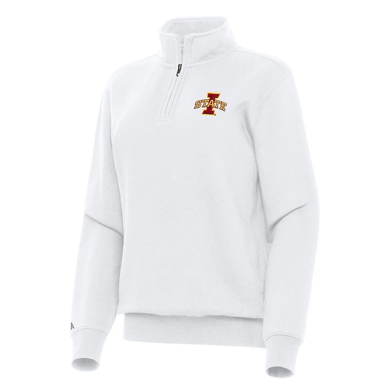 Women's Antigua White Iowa State Cyclones Victory Quarter-Zip Sweatshirt