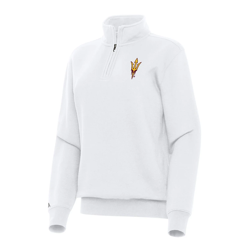 Women's Antigua White Arizona State Sun Devils Victory Quarter-Zip Sweatshirt