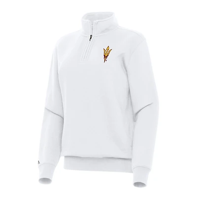 Women's Antigua White Arizona State Sun Devils Victory Quarter-Zip Sweatshirt