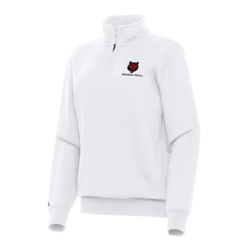 Women's Antigua White Arkansas State Red Wolves Victory Quarter-Zip Sweatshirt