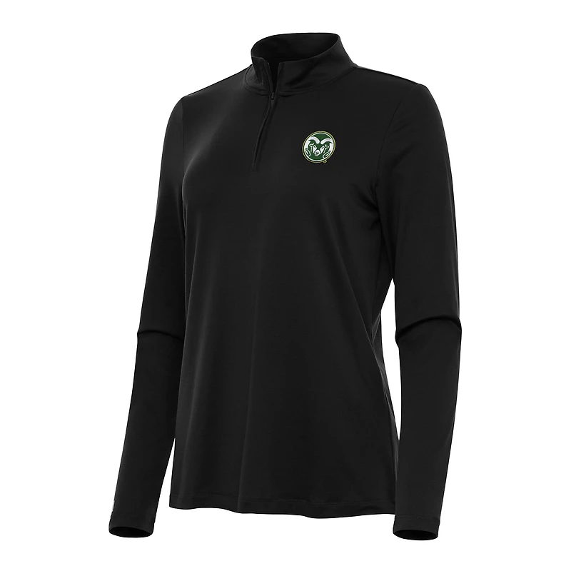 Women's Antigua Black Colorado State Rams Reprocess Quarter-Zip Top