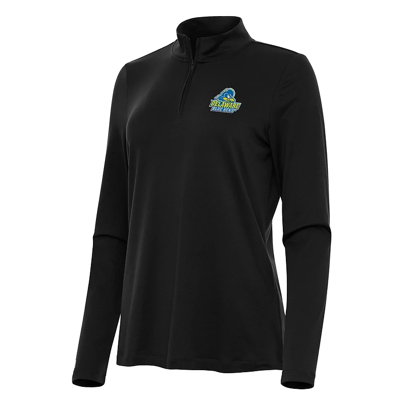 Women's Antigua Black Delaware Fightin' Blue Hens Reprocess Quarter-Zip Top