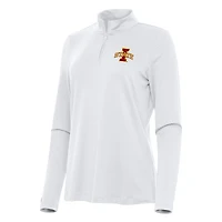 Women's Antigua White Iowa State Cyclones Reprocess Quarter-Zip Top