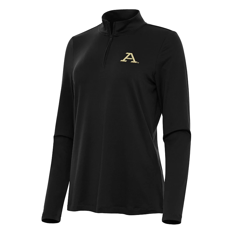 Women's Antigua Black Akron Zips Reprocess Quarter-Zip Top