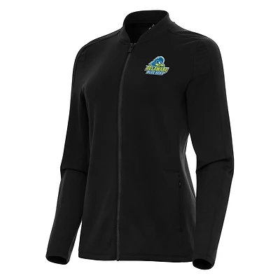 Women's Antigua Black Delaware Fightin' Blue Hens Continual Full-Zip Jacket