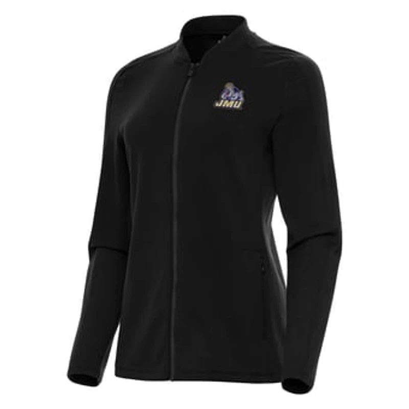 Women's Antigua Black James Madison Dukes Continual Full-Zip Jacket
