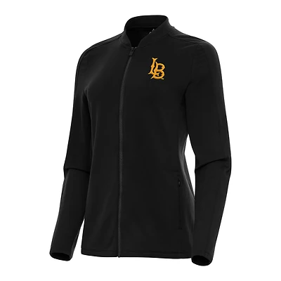 Women's Antigua Black Cal State Long Beach The Beach Continual Full-Zip Jacket