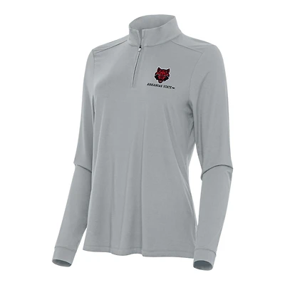 Women's Antigua Gray Arkansas State Red Wolves Intent Quarter-Zip Top