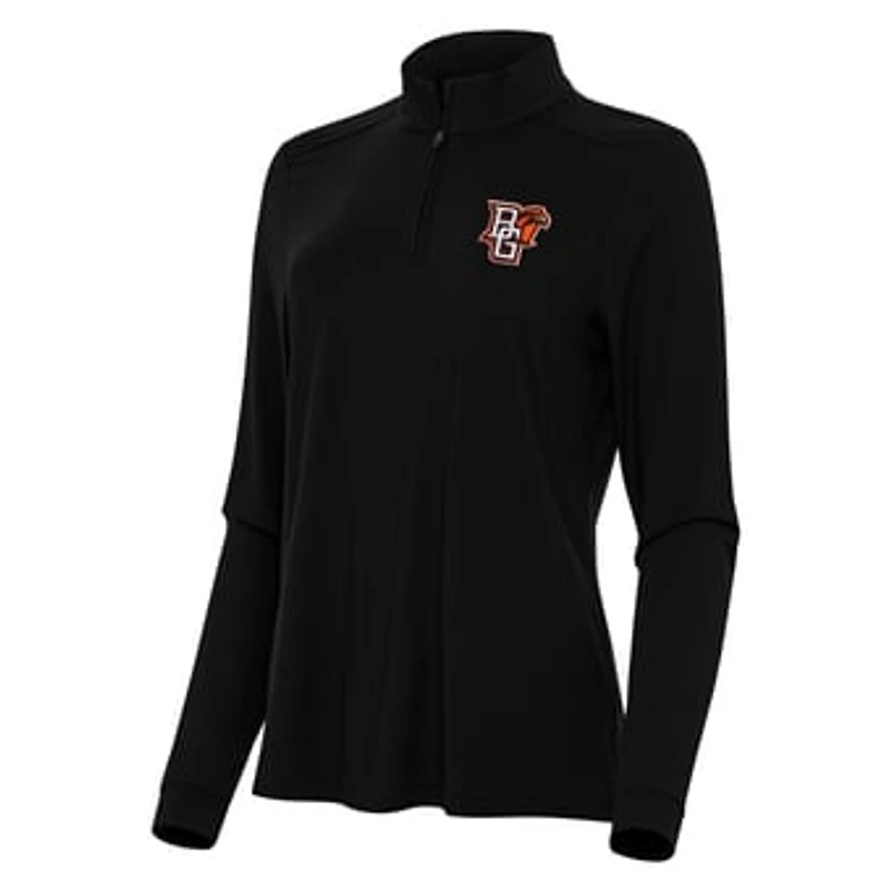 Women's Antigua Black Bowling Green St. Falcons Intent Quarter-Zip Top