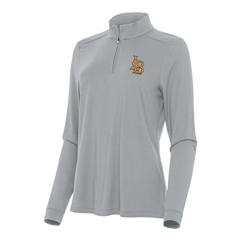 Women's Antigua Gray Cal State Long Beach The Beach Intent Quarter-Zip Top