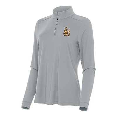 Women's Antigua Gray Cal State Long Beach The Beach Intent Quarter-Zip Top
