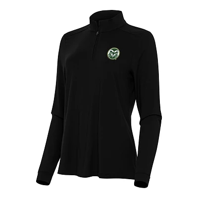Women's Antigua Black Colorado State Rams Intent Quarter-Zip Top