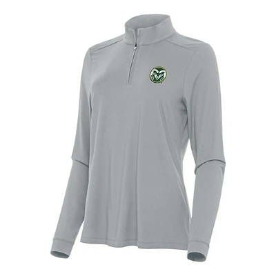 Women's Antigua Gray Colorado State Rams Intent Quarter-Zip Top
