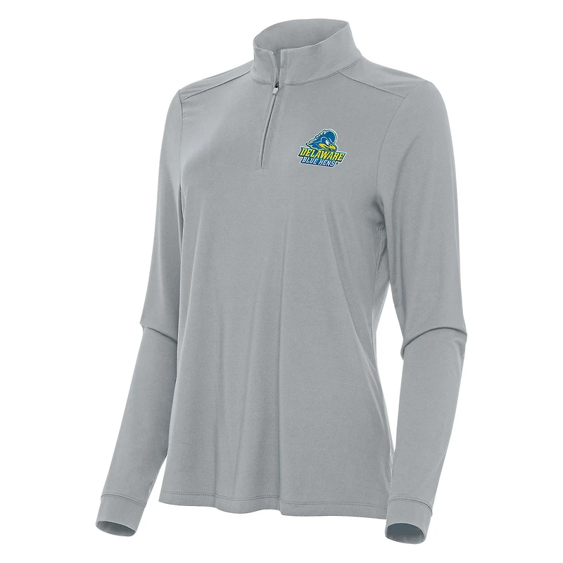 Women's Antigua Gray Delaware Fightin' Blue Hens Intent Quarter-Zip Top