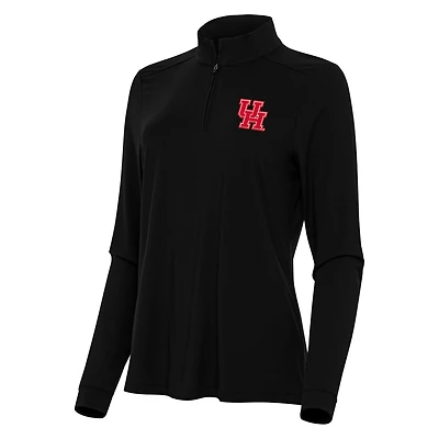Women's Antigua Black Houston Cougars Intent Quarter-Zip Top