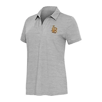 Women's  Antigua Heather Gray Cal State Long Beach The Beach Layout V-Neck Polo
