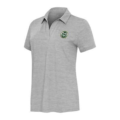 Women's  Antigua Heather Gray Colorado State Rams Layout V-Neck Polo