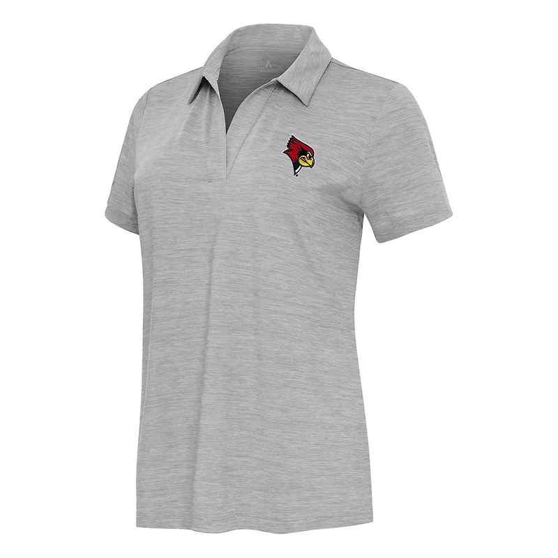 Women's Antigua Heather Gray Illinois State Redbirds Layout V-Neck Polo
