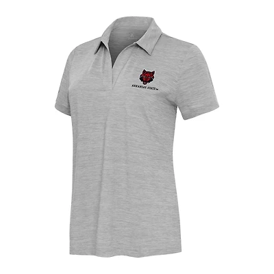 Women's  Antigua Heather Gray Arkansas State Red Wolves Layout V-Neck Polo