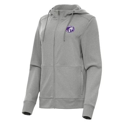 Women's Antigua Heather Gray North Alabama Lions Seeker Full-Zip Hoodie
