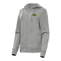 Women's Antigua Heather Gray NDSU Bison Seeker Full-Zip Hoodie