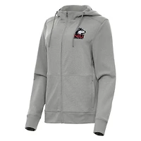 Women's Antigua Heather Gray Northern Illinois Huskies Seeker Full-Zip Hoodie