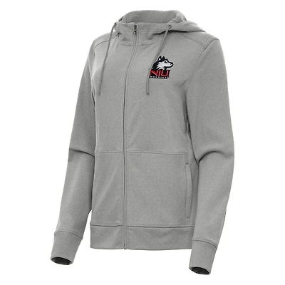 Women's Antigua Heather Gray Northern Illinois Huskies Seeker Full-Zip Hoodie