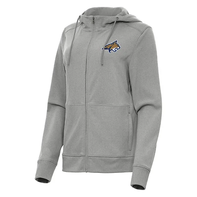 Women's Antigua Heather Gray Montana State Bobcats Seeker Full-Zip Hoodie