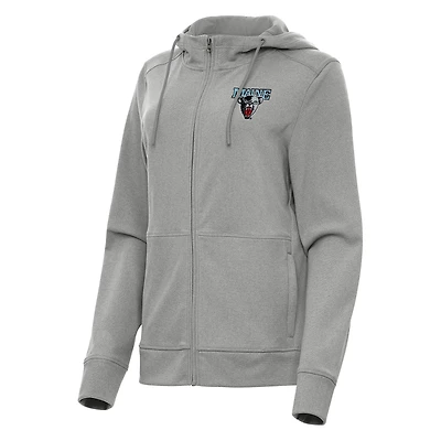 Women's Antigua Heather Gray Maine Black Bears Seeker Full-Zip Hoodie