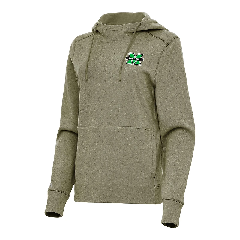 Women's Antigua Olive Marshall Thundering Herd Justice Pullover Hoodie