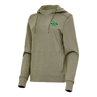 Women's Antigua Olive Marshall Thundering Herd Justice Pullover Hoodie