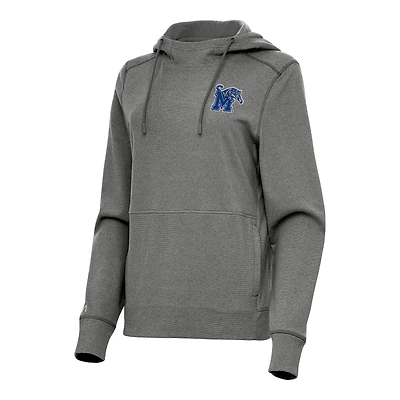 Women's Antigua Heather Black Memphis Tigers Justice Pullover Hoodie