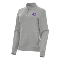 Women's Antigua Heather Gray North Alabama Lions Crush Quarter-Zip Fleece Sweatshirt