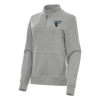Women's Antigua Heather Gray Maine Black Bears Crush Quarter-Zip Fleece Sweatshirt