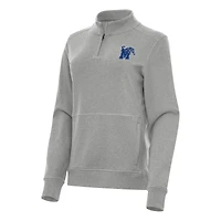 Women's Antigua Heather Gray Memphis Tigers Crush Quarter-Zip Fleece Sweatshirt