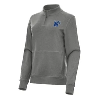 Women's Antigua Heather Charcoal Memphis Tigers Crush Quarter-Zip Fleece Sweatshirt