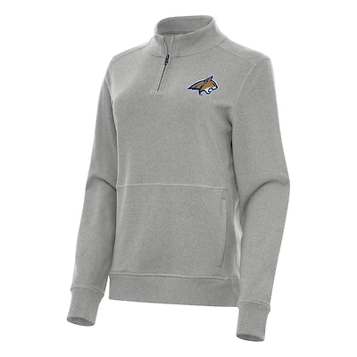 Women's Antigua Heather Gray Montana State Bobcats Crush Quarter-Zip Fleece Sweatshirt