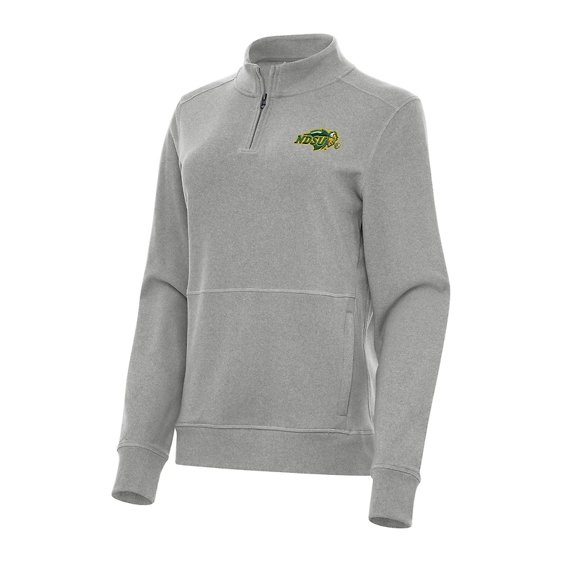 Women's Antigua Heather NDSU Bison Crush Quarter-Zip Fleece Sweatshirt
