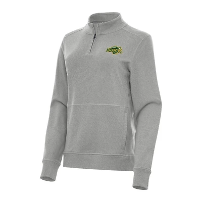 Women's Antigua Heather NDSU Bison Crush Quarter-Zip Fleece Sweatshirt