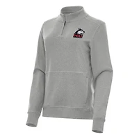 Women's Antigua Heather Gray Northern Illinois Huskies Crush Quarter-Zip Fleece Sweatshirt
