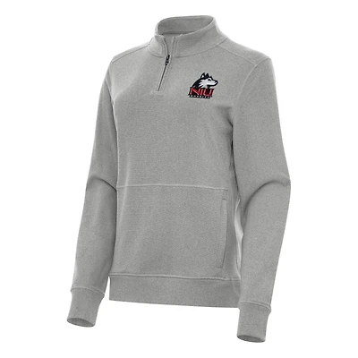 Women's Antigua Heather Gray Northern Illinois Huskies Crush Quarter-Zip Fleece Sweatshirt